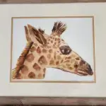 Giraffe Watercolor Painting on Canvas