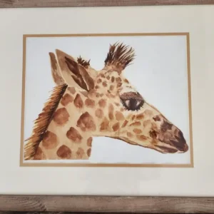 Giraffe Watercolor Painting on Canvas