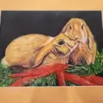 Watercolor Rabbit Painting on Canvas