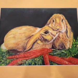 Watercolor Rabbit Painting on Canvas